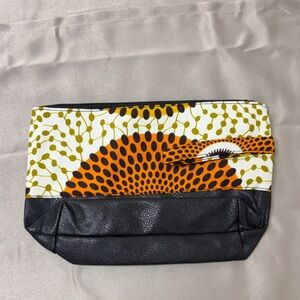 African Print Black and Orange Patterned Clutch